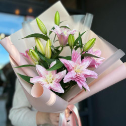 3 махровые розовые лилии